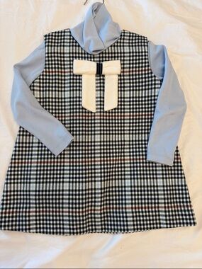 Beaufort Bonnet Girls' Blue Plaid Bow Jumper & Turtleneck